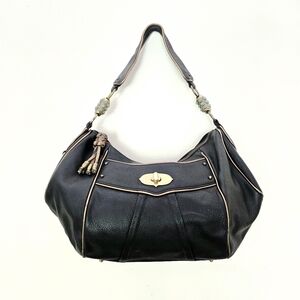 SHANGHAI TANG FeiYan "Flying Eaves" Black Hobo Zip Hand Bag Purse